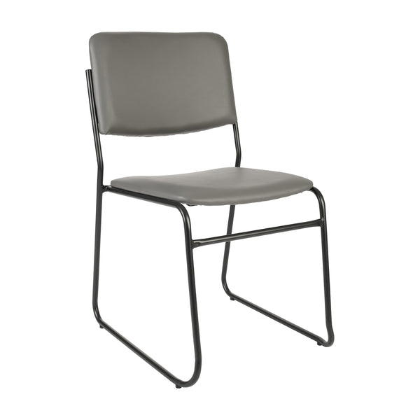 Gray Vinyl/Black Frame |#| 500 lb. Capacity High Density Gray Vinyl Stacking Chair with Sled Base