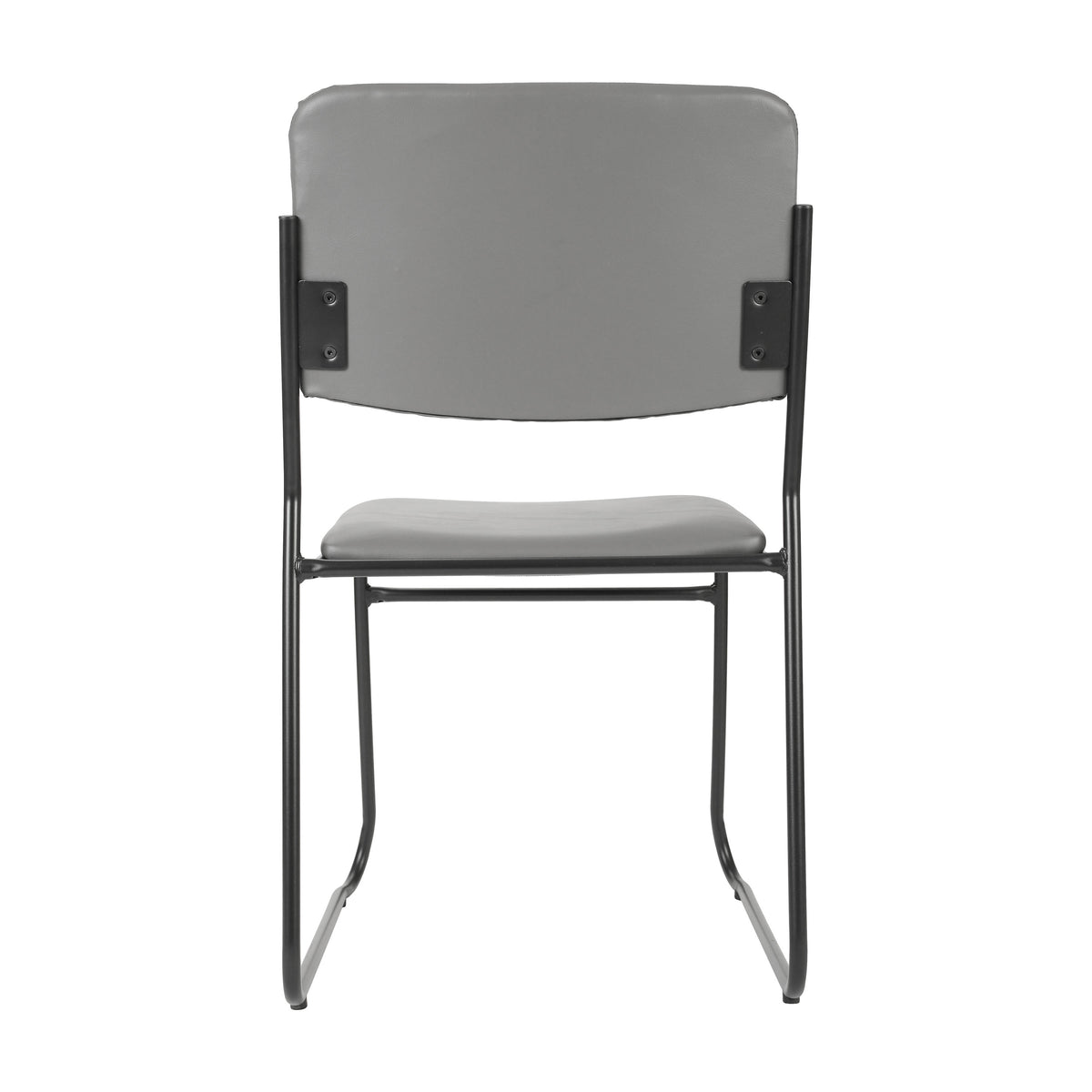 Gray Vinyl/Black Frame |#| 500 lb. Capacity High Density Gray Vinyl Stacking Chair with Sled Base