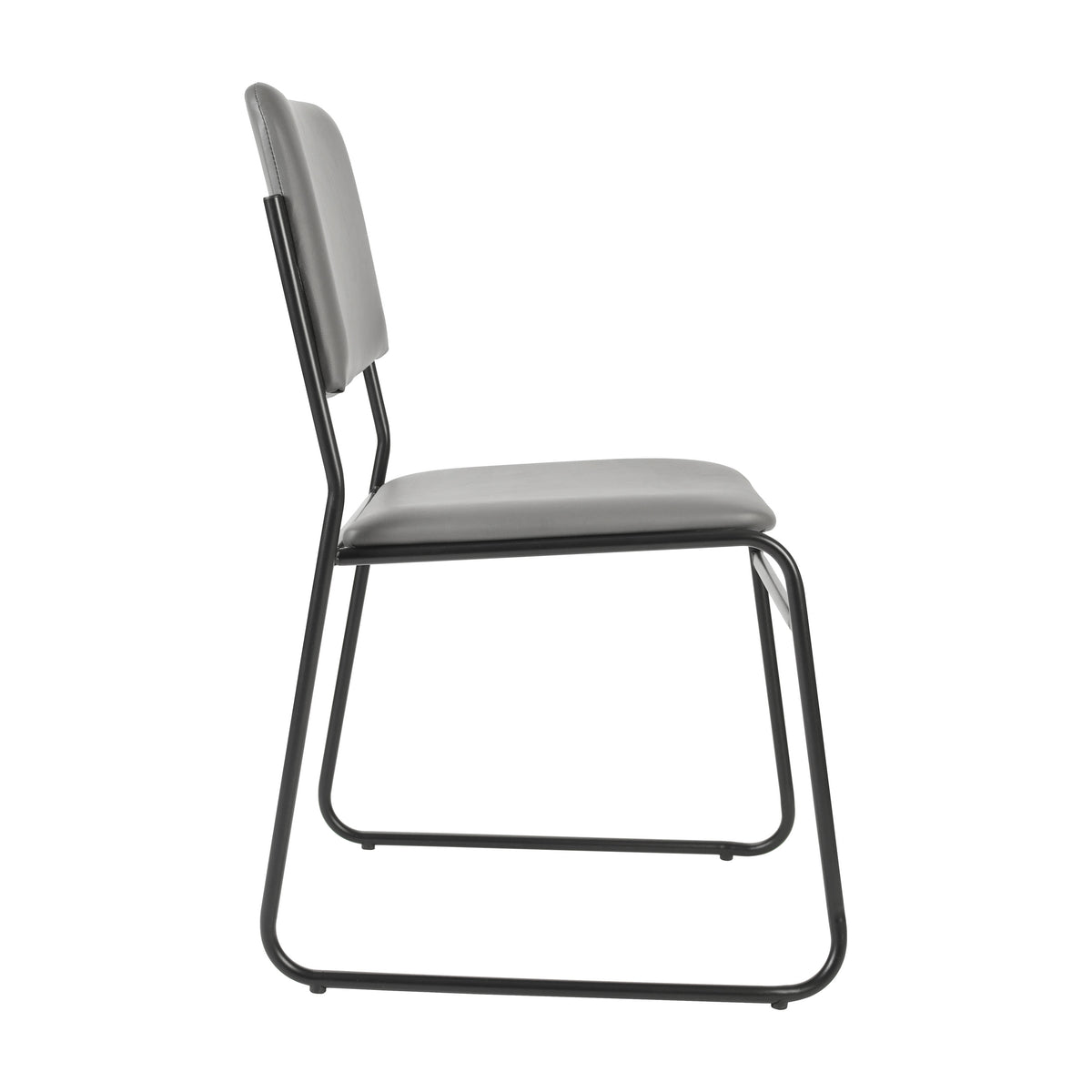 Gray Vinyl/Black Frame |#| 500 lb. Capacity High Density Gray Vinyl Stacking Chair with Sled Base