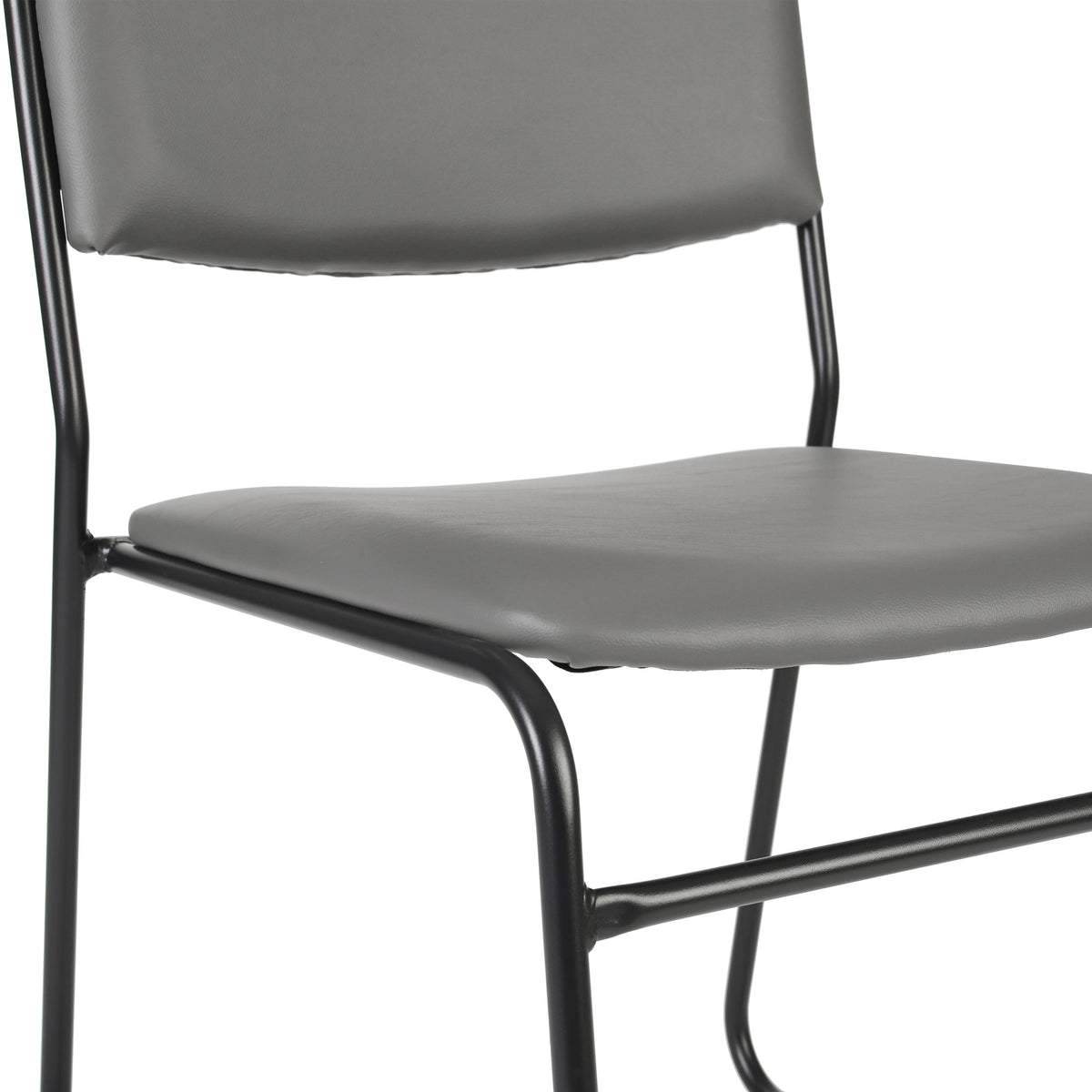 Gray Vinyl/Black Frame |#| 500 lb. Capacity High Density Gray Vinyl Stacking Chair with Sled Base