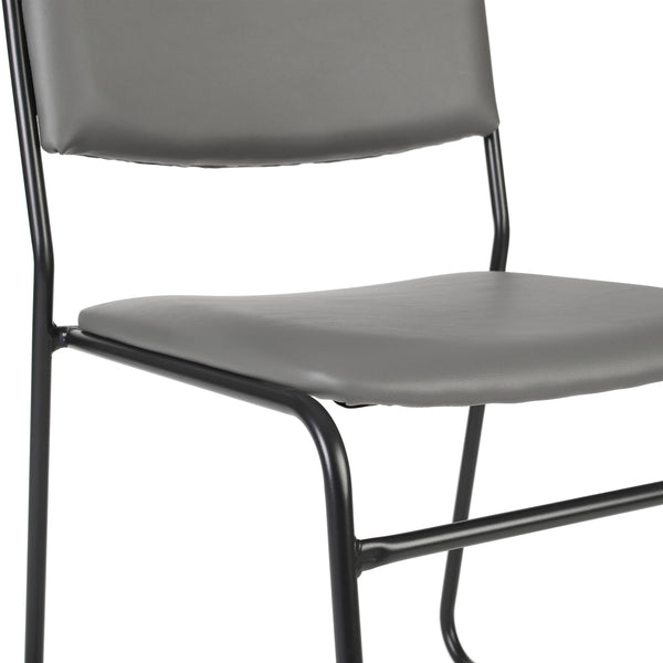 Gray Vinyl/Black Frame |#| 500 lb. Capacity High Density Gray Vinyl Stacking Chair with Sled Base
