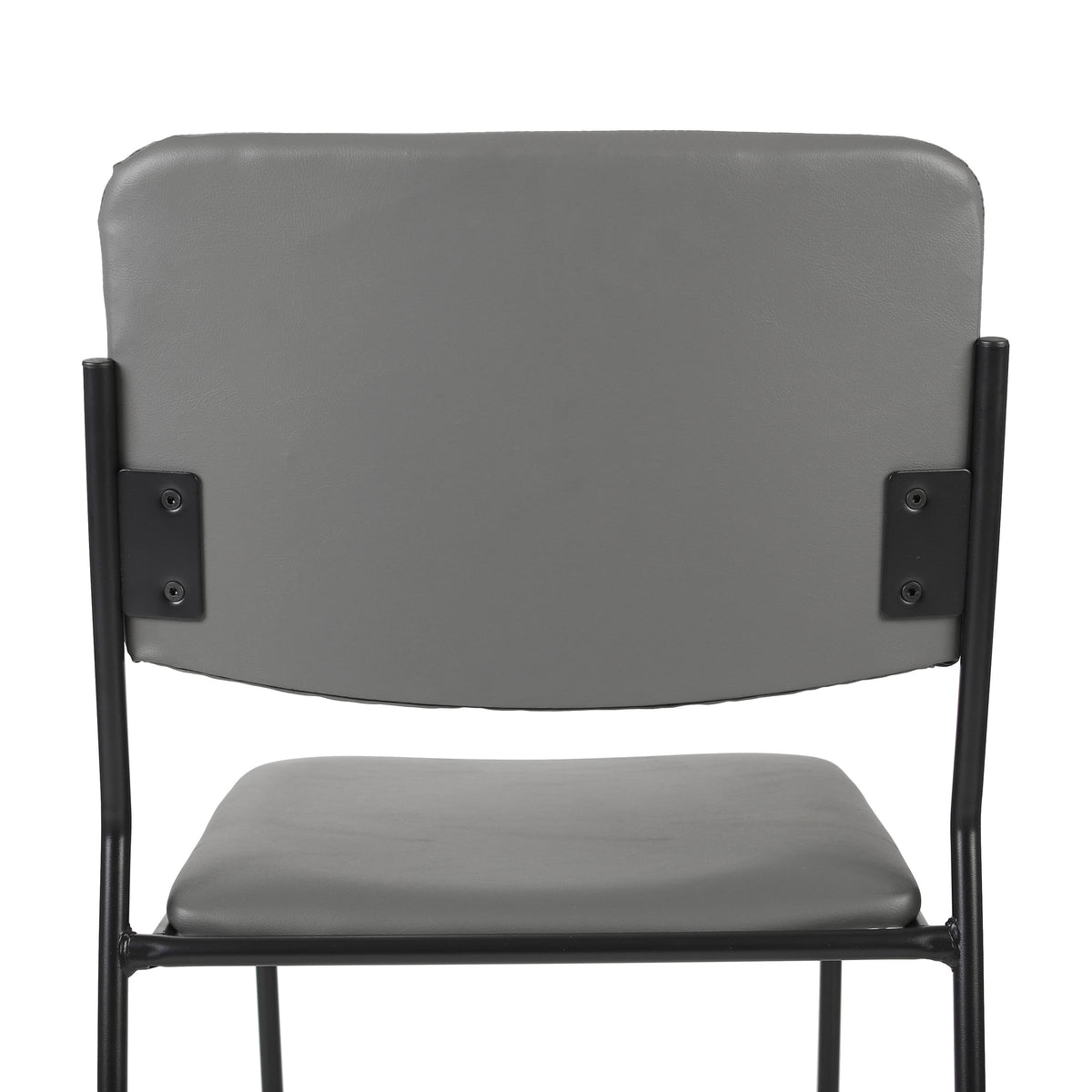 Gray Vinyl/Black Frame |#| 500 lb. Capacity High Density Gray Vinyl Stacking Chair with Sled Base
