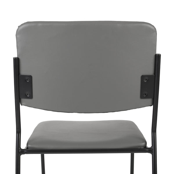 Gray Vinyl/Black Frame |#| 500 lb. Capacity High Density Gray Vinyl Stacking Chair with Sled Base