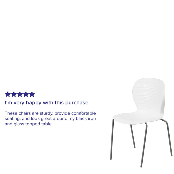 White |#| 551 lb. Capacity Contemporary White Ribbed Back Design Stack Chair