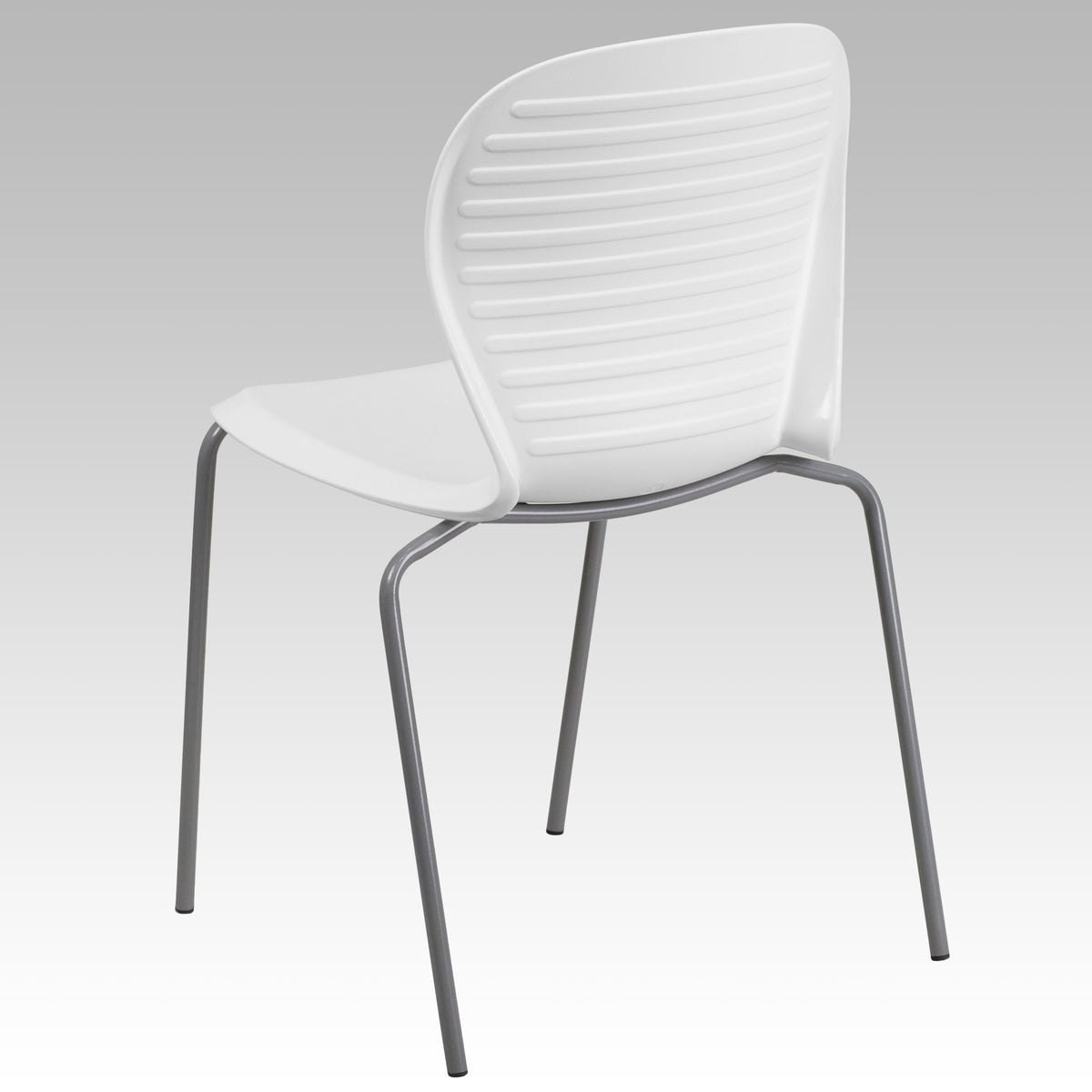 White |#| 551 lb. Capacity Contemporary White Ribbed Back Design Stack Chair
