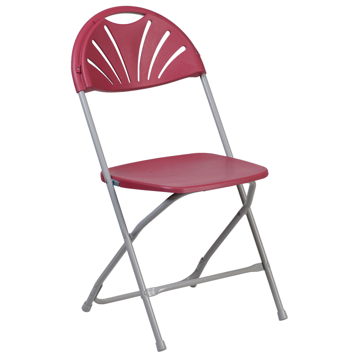Burgundy |#| 650 lb. Capacity Burg Plastic Fan Back Folding Chair - Commercial & Event Chairs