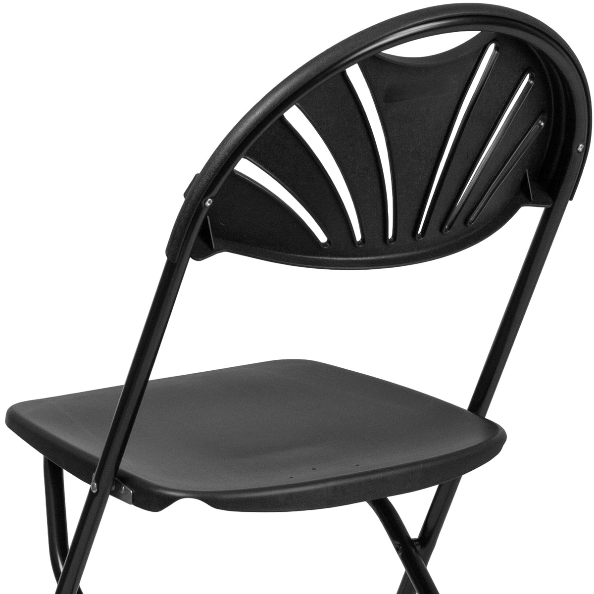 Black |#| 650 lb. Capacity Black Plastic Fan Back Folding Chair-Commercial & Event Chairs