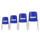 Navy Plastic/Chrome Frame |#| 661 lb. Capacity Navy Ergonomic Shell Stack Chair w/Chrome Frame-16inch Seat Height