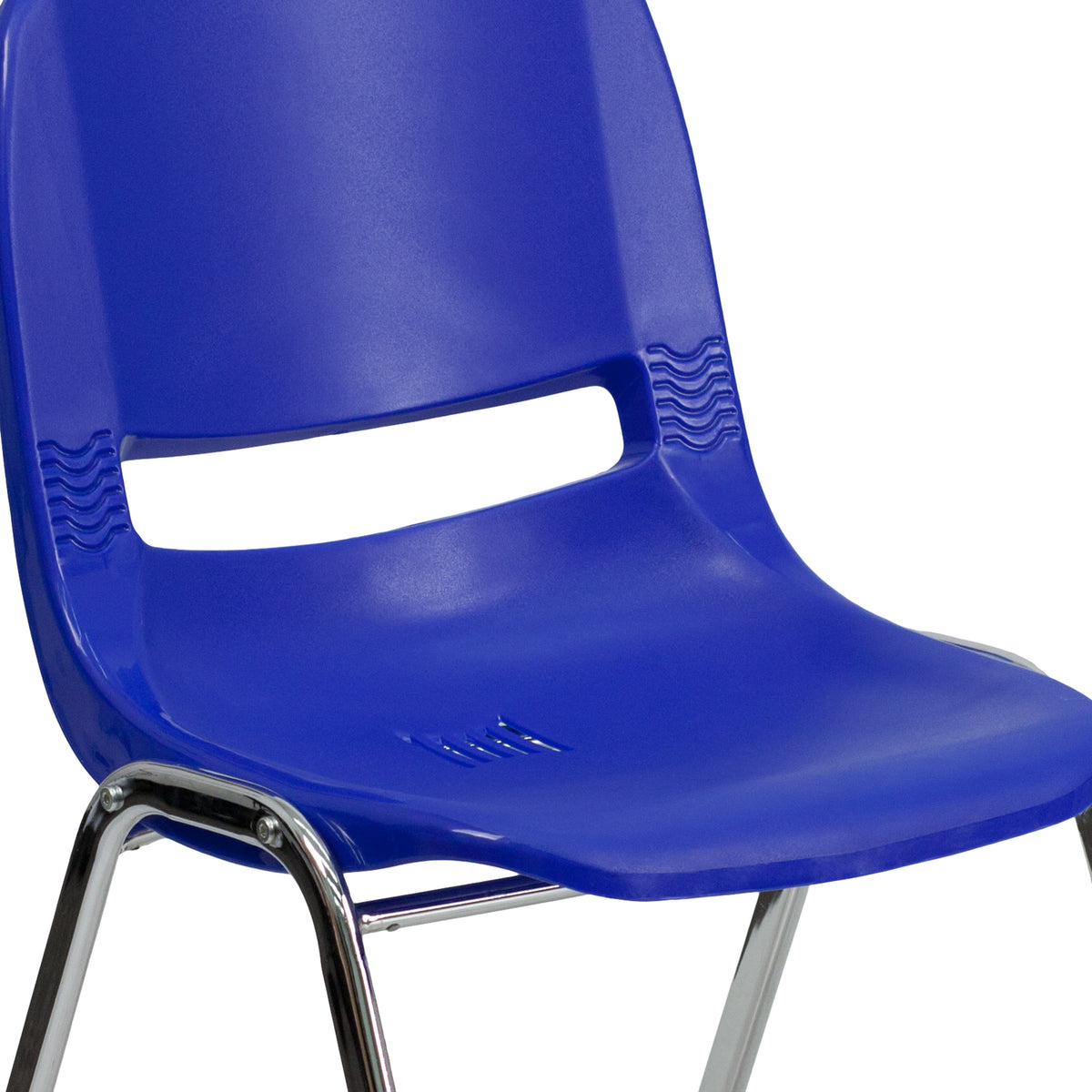 Navy Plastic/Chrome Frame |#| 661 lb. Capacity Navy Ergonomic Shell Stack Chair w/Chrome Frame-16inch Seat Height