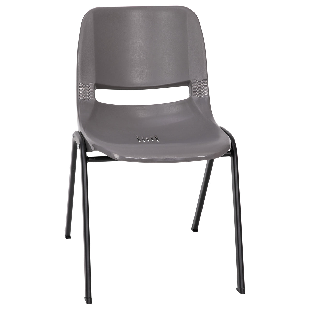 Gray Plastic/Black Frame |#| 661 lb. Capacity Gray Ergonomic Stack Chair w/ Black Frame-16inch Seat Height