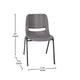 Gray Plastic/Black Frame |#| 661 lb. Capacity Gray Ergonomic Stack Chair w/ Black Frame-16inch Seat Height