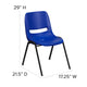 Navy Plastic/Black Frame |#| 661 lb. Capacity Navy Ergonomic Shell Stack Chair w/Black Frame-16inch Seat Height