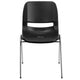 Black Plastic/Chrome Frame |#| 661 lb. Capacity Black Ergonomic Stack Chair with Chrome Frame-16inch Seat Height