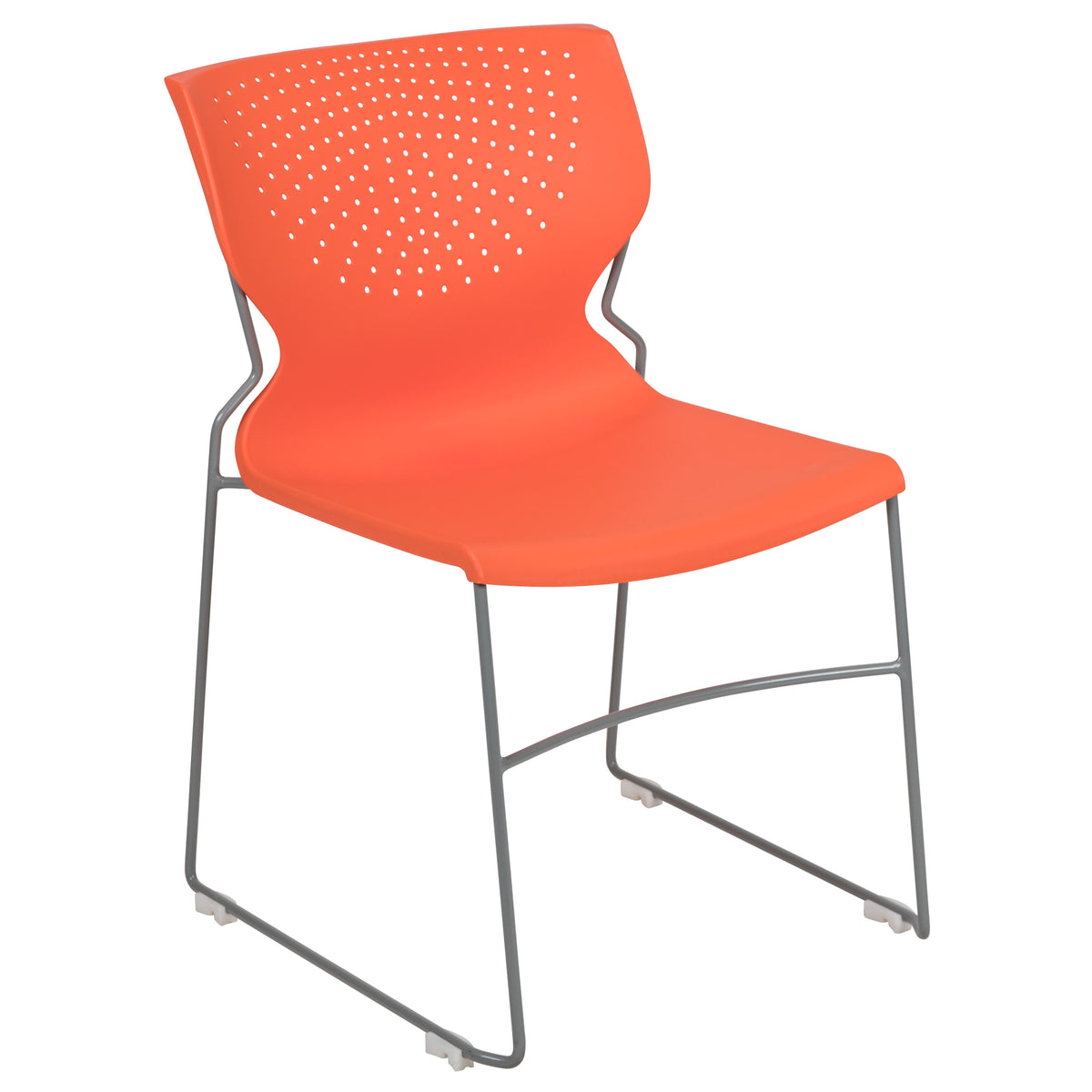 Orange |#| Home and Office Orange Full Back Stack Chair with Gray Frame - Guest Chair