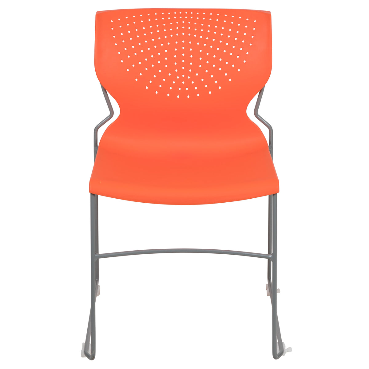 Orange |#| Home and Office Orange Full Back Stack Chair with Gray Frame - Guest Chair