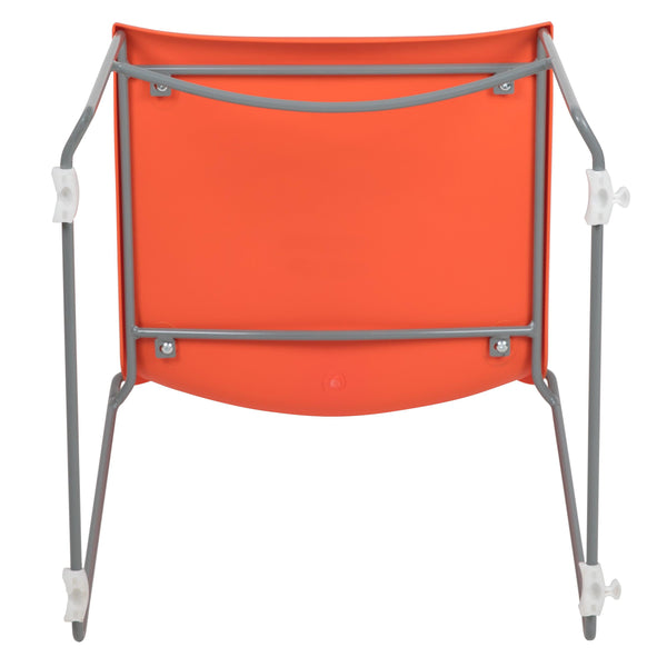 Orange |#| Home and Office Orange Full Back Stack Chair with Gray Frame - Guest Chair