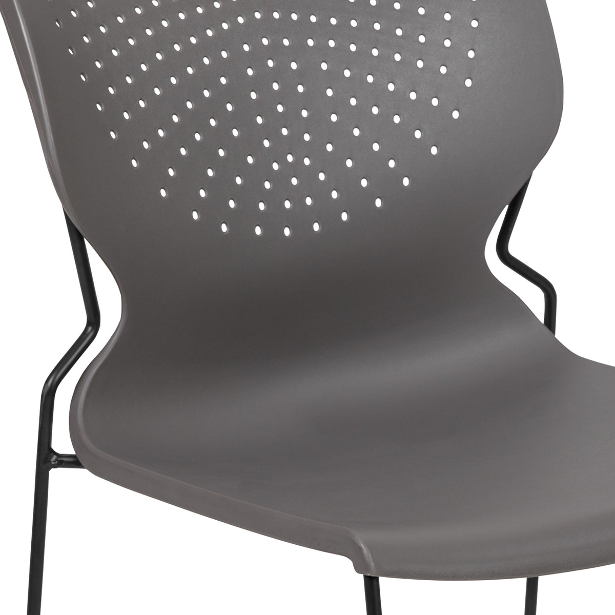 Gray |#| Home and Office Gray Full Back Stack Chair with Black Frame - Guest Chair