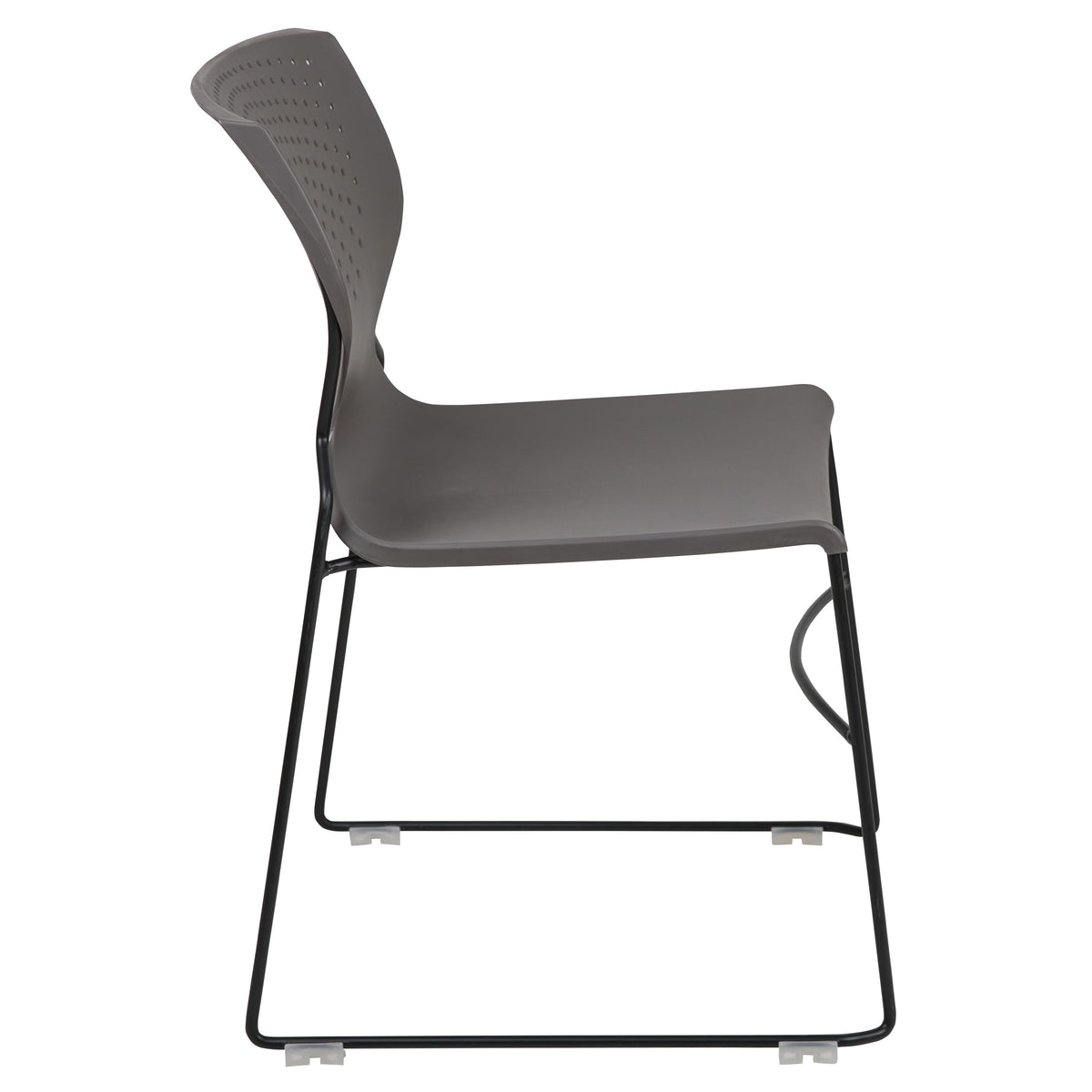 Gray |#| Home and Office Gray Full Back Stack Chair with Black Frame - Guest Chair