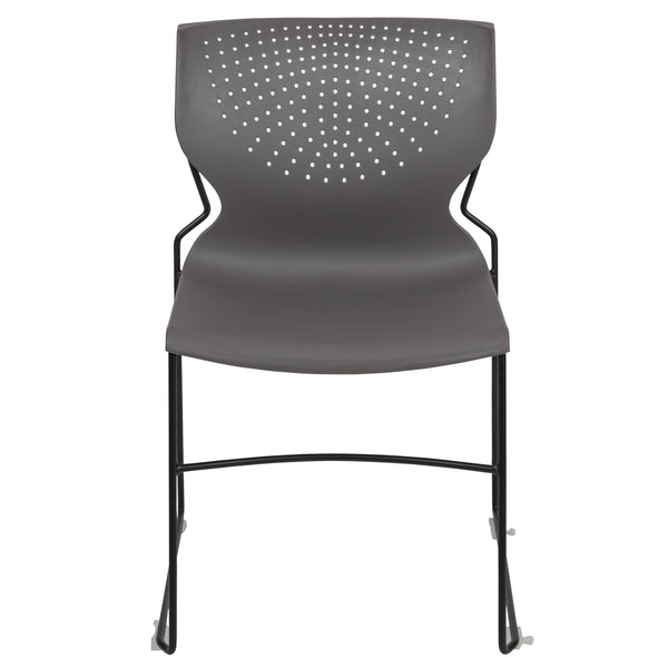 Gray |#| Home and Office Gray Full Back Stack Chair with Black Frame - Guest Chair