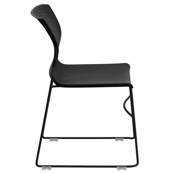 Black |#| 661 lb. Capacity Black Full Back Stack Chair with Black Frame