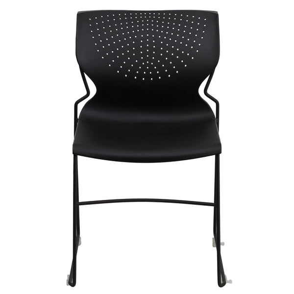 Black |#| 661 lb. Capacity Black Full Back Stack Chair with Black Frame