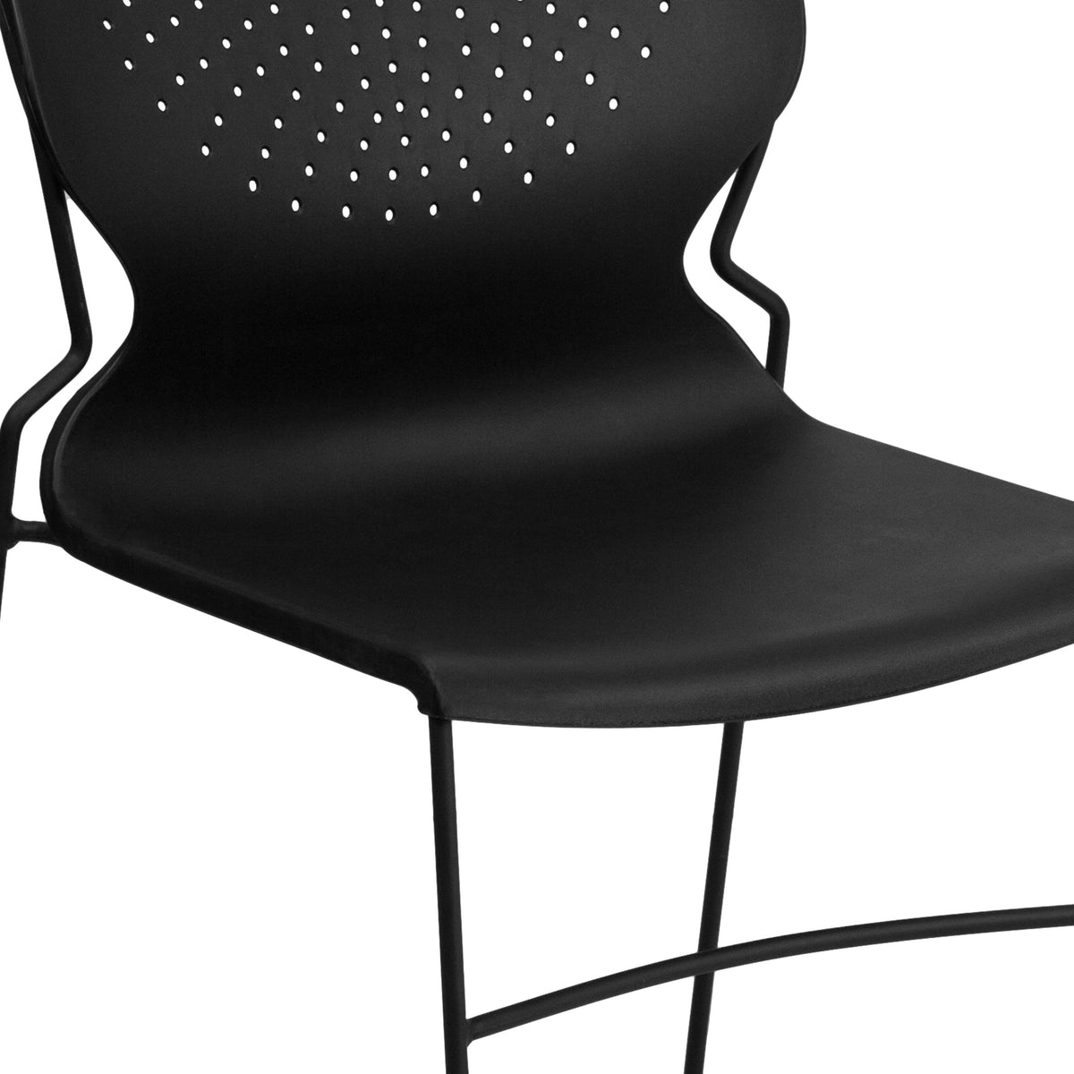 Black |#| 661 lb. Capacity Black Full Back Stack Chair with Black Frame