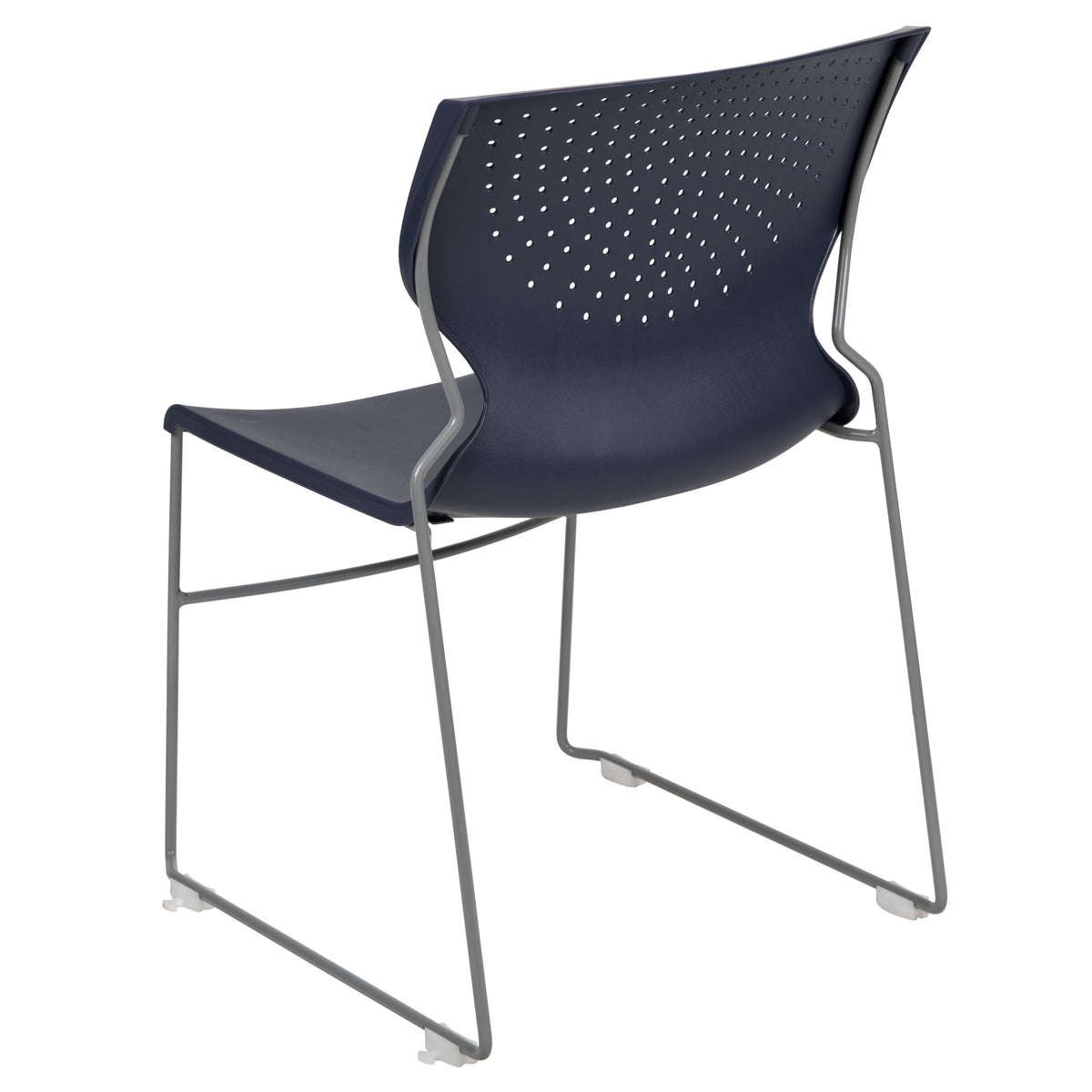 Navy |#| Home and Office Navy Full Back Stack Chair with Gray Frame - Guest Chair