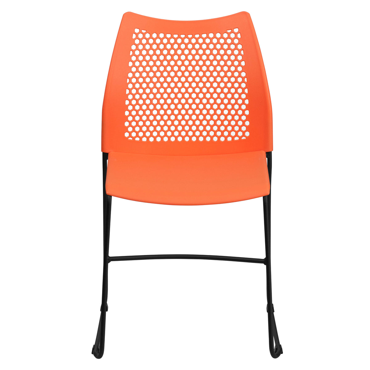 Orange |#| 661 lb. Capacity Orange Sled Base Stack Chair with Air-Vent Back