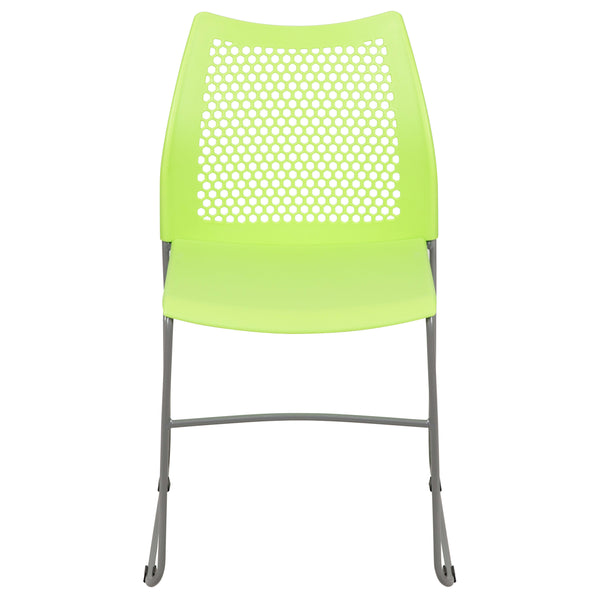 Green |#| Home and Office Green Sled Base Stack Chair with Air-Vent Back - Guest Chair