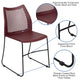 Burgundy |#| Home and Office Burgundy Sled Base Stack Chair with Air-Vent Back - Guest Chair