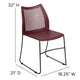 Burgundy |#| Home and Office Burgundy Sled Base Stack Chair with Air-Vent Back - Guest Chair