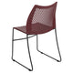 Burgundy |#| Home and Office Burgundy Sled Base Stack Chair with Air-Vent Back - Guest Chair