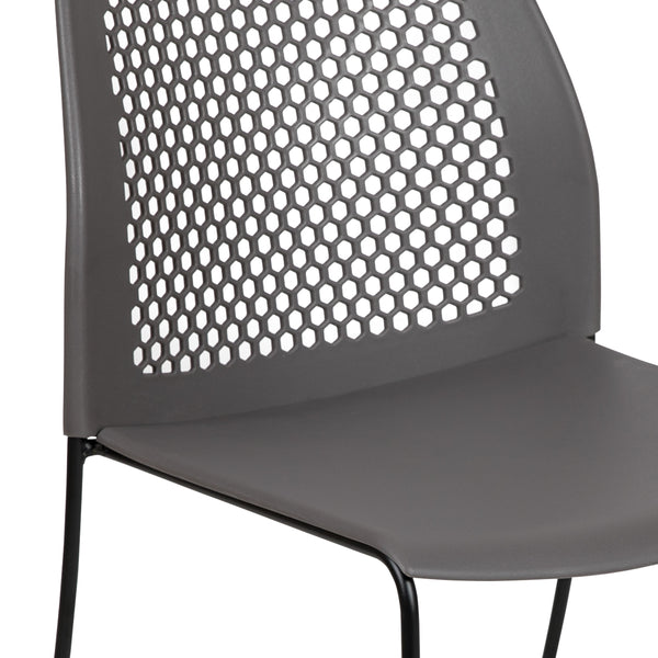 Gray |#| Home and Office Gray Sled Base Stack Chair with Air-Vent Back - Guest Chair