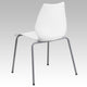 White |#| 770 lb. Capacity White Stack Chair with Lumbar Support and Silver Frame