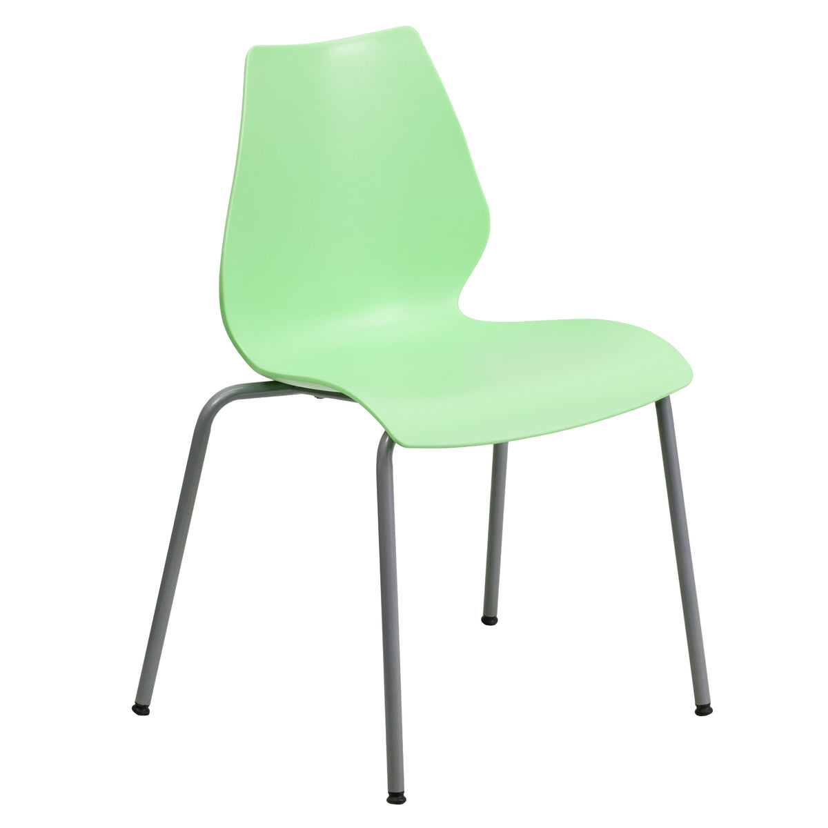 Green |#| 770 lb. Capacity Green Stack Chair with Lumbar Support and Silver Frame