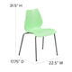 Green |#| 770 lb. Capacity Green Stack Chair with Lumbar Support and Silver Frame