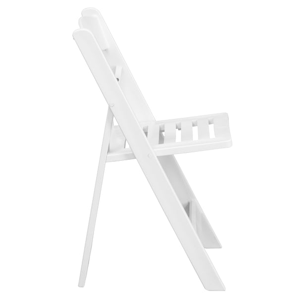White |#| 800 lb. Capacity White Resin Folding Chair with Slatted Seat