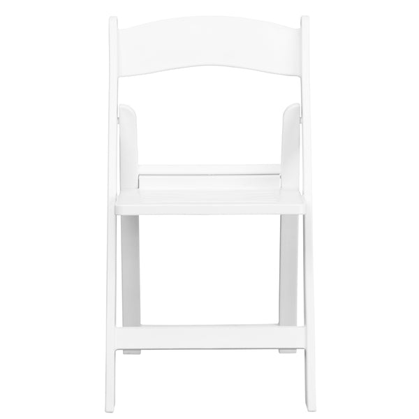 White |#| 800 lb. Capacity White Resin Folding Chair with Slatted Seat