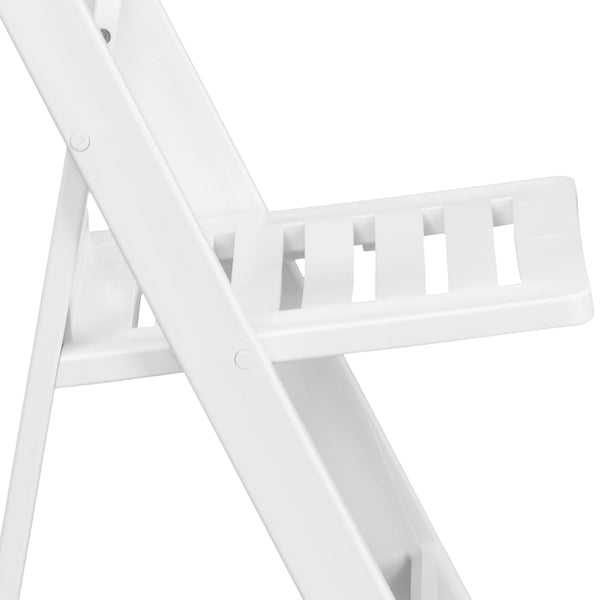 White |#| 800 lb. Capacity White Resin Folding Chair with Slatted Seat