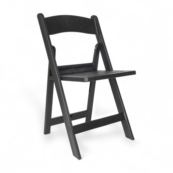 Black |#| Indoor/Outdoor Lightweight Wood Look Resin Folding Event Chair in Black