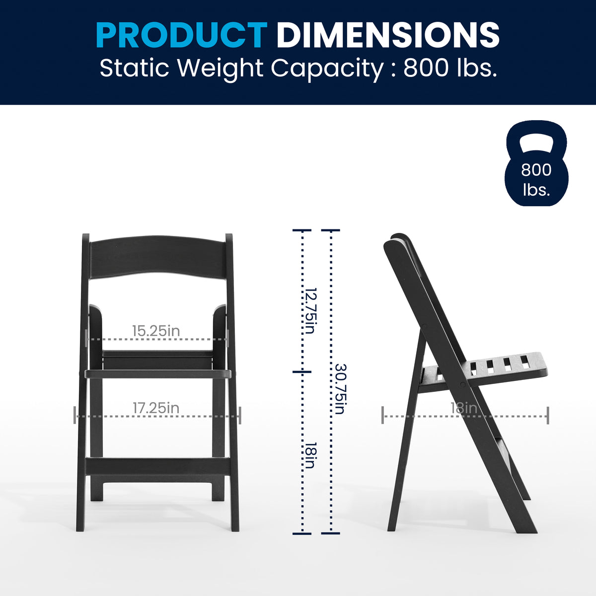 Black |#| Indoor/Outdoor Lightweight Wood Look Resin Folding Event Chair in Black