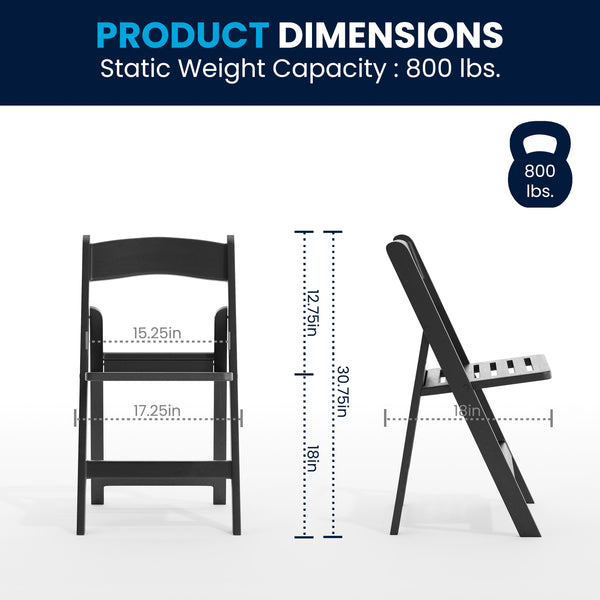 Black |#| Indoor/Outdoor Lightweight Wood Look Resin Folding Event Chair in Black