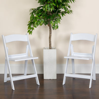800 lb. Capacity White Resin Folding Chair with Slatted Seat - View 2