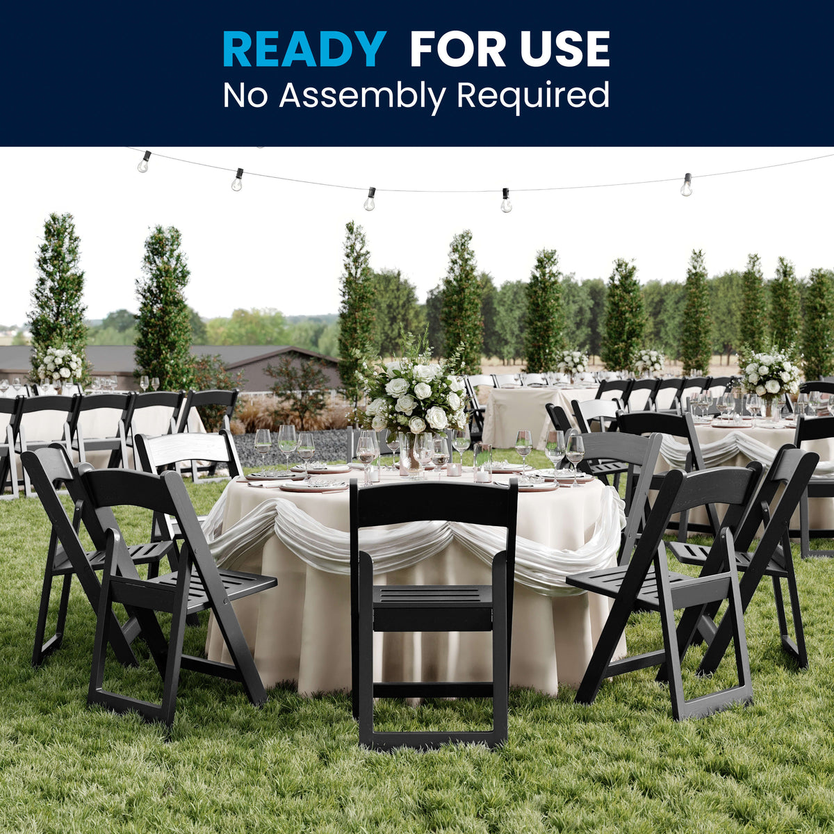 Black |#| Indoor/Outdoor Lightweight Wood Look Resin Folding Event Chair in Black