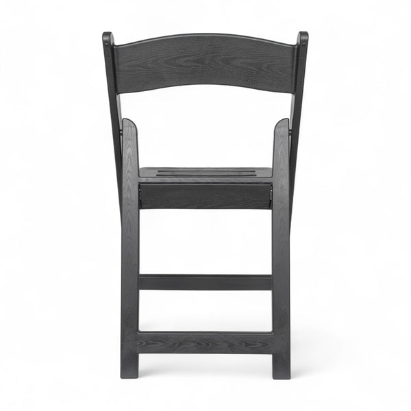 Black |#| Indoor/Outdoor Lightweight Wood Look Resin Folding Event Chair in Black