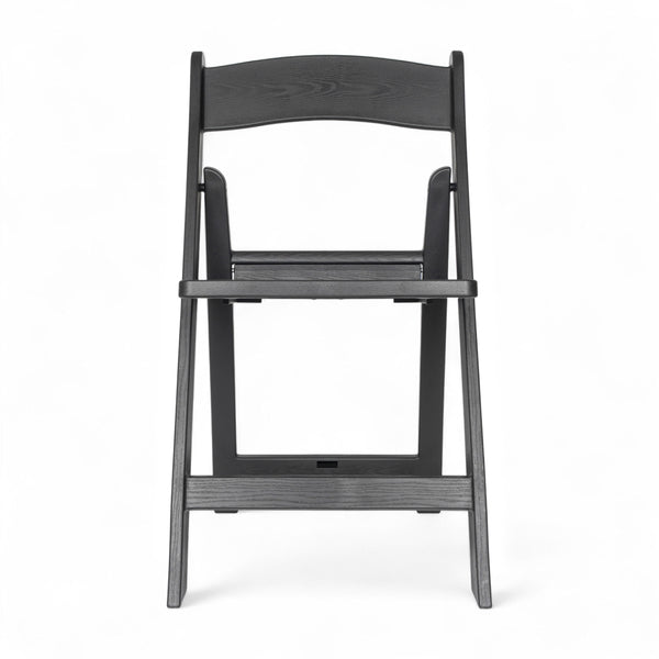 Black |#| Indoor/Outdoor Lightweight Wood Look Resin Folding Event Chair in Black