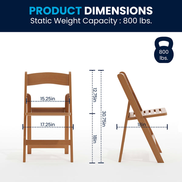 Chestnut |#| Indoor/Outdoor Lightweight Wood Look Resin Folding Event Chair in Chestnut
