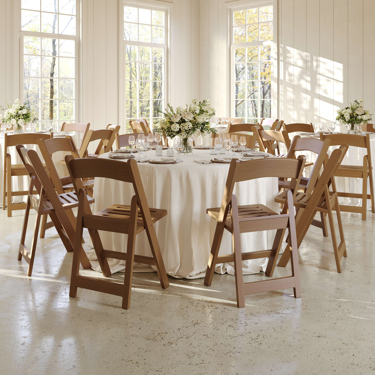 Chestnut |#| Indoor/Outdoor Lightweight Wood Look Resin Folding Event Chair in Chestnut