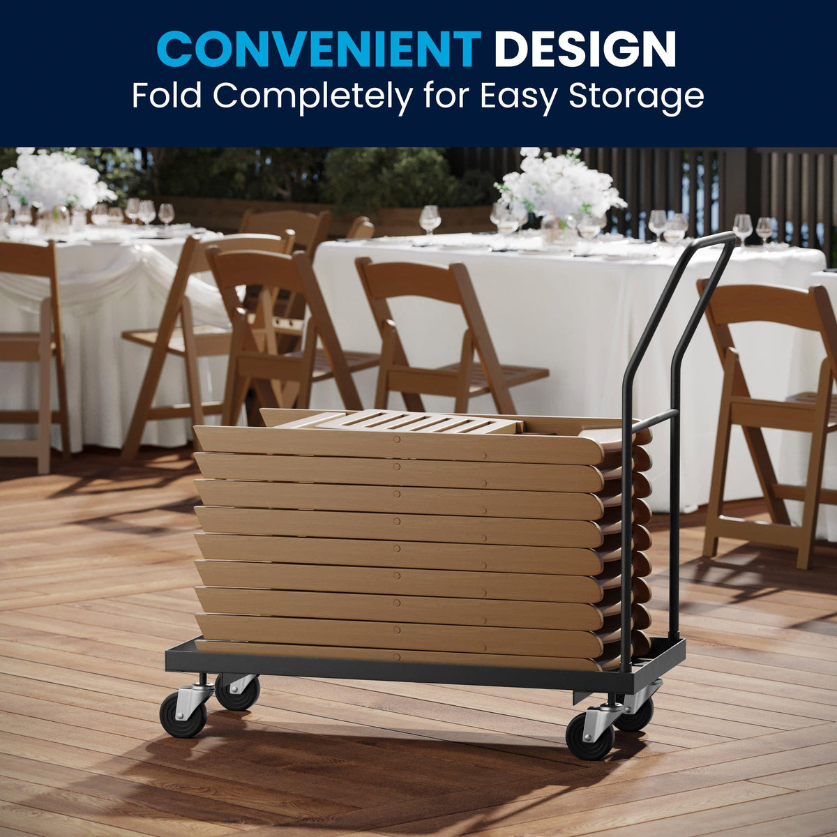 Chestnut |#| Indoor/Outdoor Lightweight Wood Look Resin Folding Event Chair in Chestnut