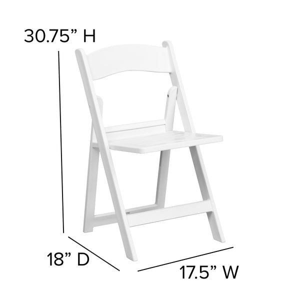 White |#| 800 lb. Capacity White Resin Folding Chair with Slatted Seat